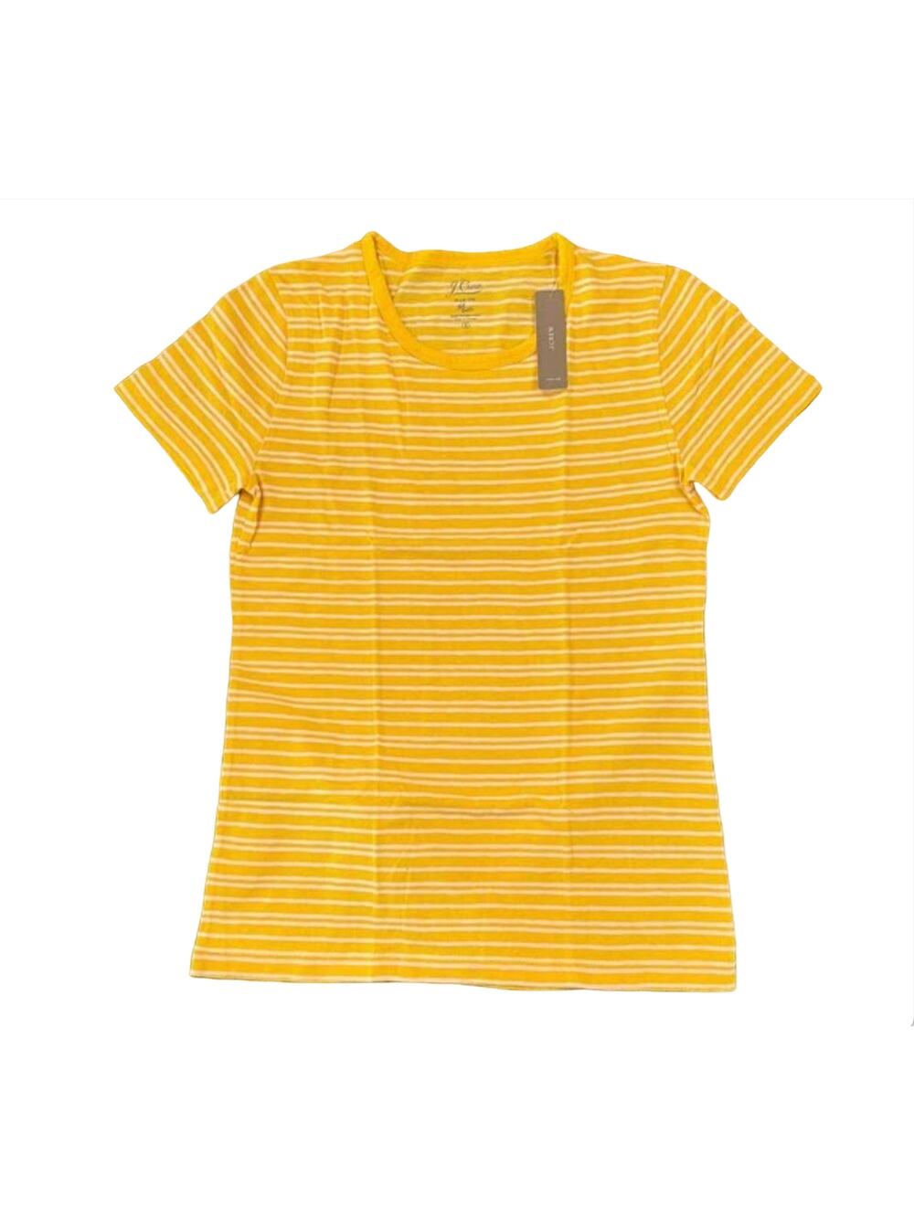 NWT J. Crew Gold/Yellow Stripe Cotton Crewneck T-Shirt - SIZE SMALL